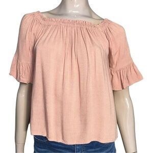 PPLA Clothing Women’s Size S Mauve Dusty Rose Pink Off the Shoulder Boho Top